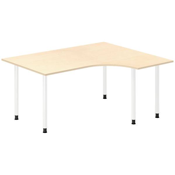 Office skrivebord h&oslash;jrevendt 160x120cm birk med hvidt stel