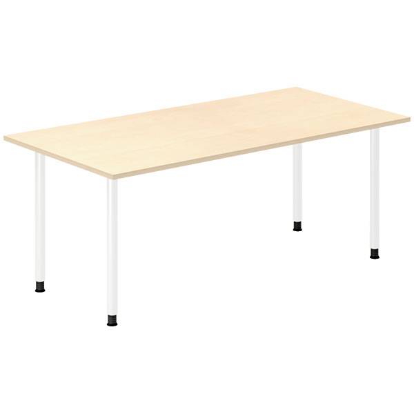 Office skrivebord 180x80cm birk laminat med hvidt stel