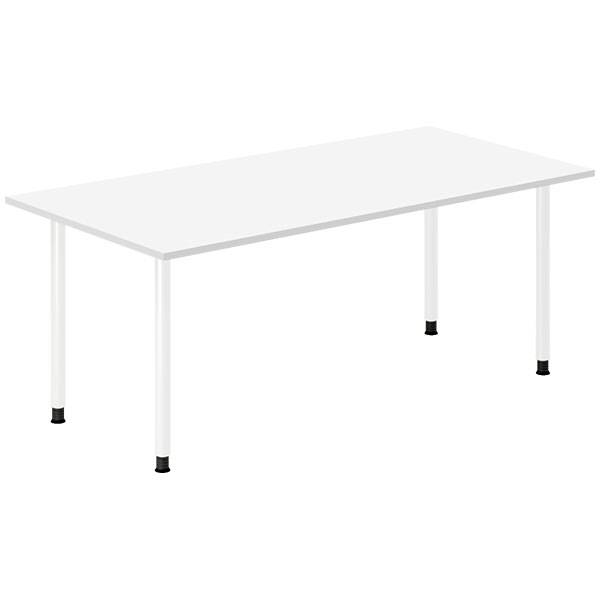 Office skrivebord 180x80cm hvid laminat med hvidt stel