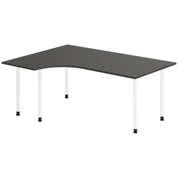 Office skrivebord venstrevendt 180x120cm antracit med hvidt stel