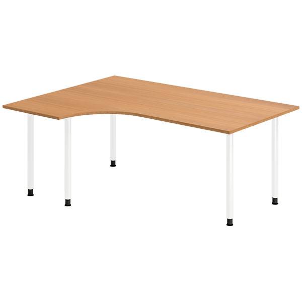 Office skrivebord venstrevendt 180x120cm bøg med hvidt stel