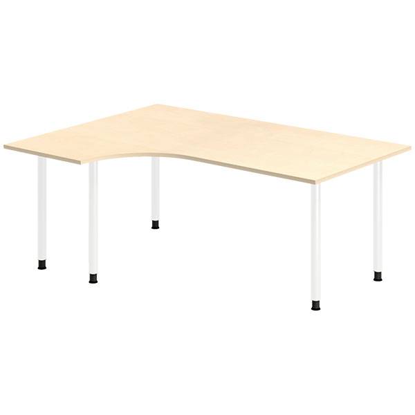 Office skrivebord venstrevendt 180x120cm birk med hvidt stel