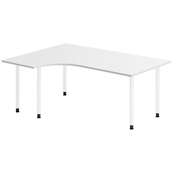 Office skrivebord venstrevendt 180x120cm lys gr&aring; med hvidt stel
