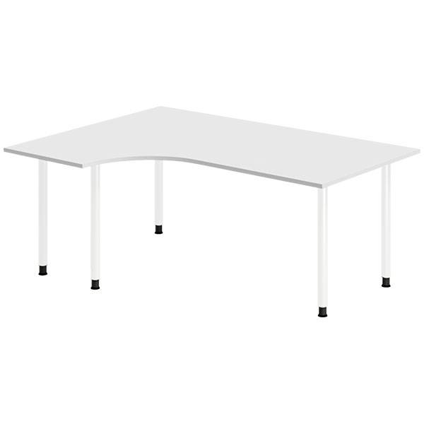 Office skrivebord venstrevendt 180x120cm hvid med hvidt stel