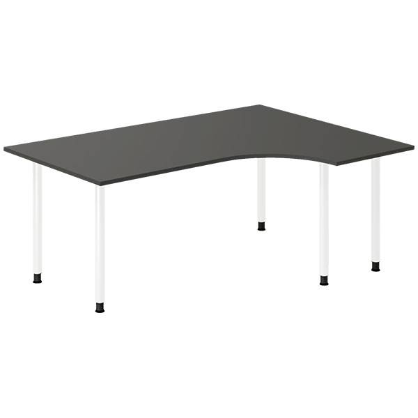Office skrivebord højrevendt 180x120cm antracit med hvidt stel