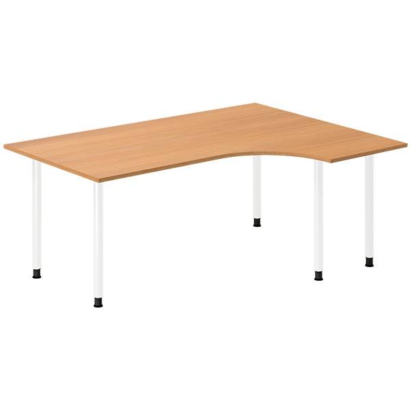 Office skrivebord højrevendt 180x120cm bøg med hvidt stel