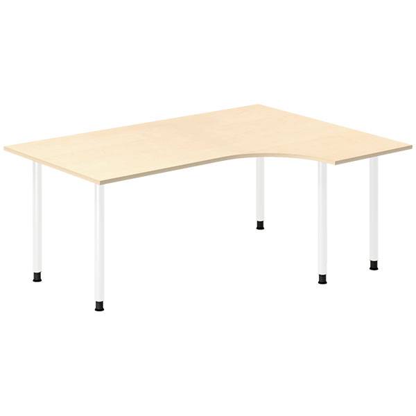 Office skrivebord højrevendt 180x120cm birk med hvidt stel