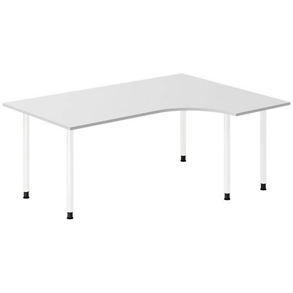 Office skrivebord højrevendt 180x120cm lys grå med hvidt stel