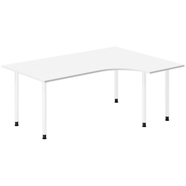 Office skrivebord h&oslash;jrevendt 180x120cm hvid med hvidt stel