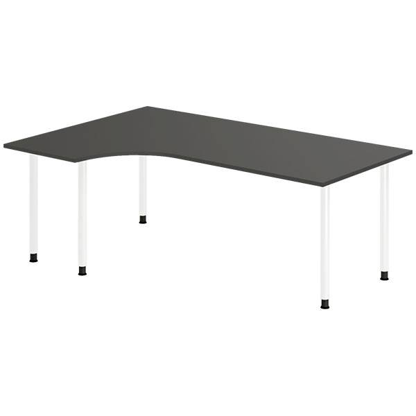 Office skrivebord venstrevendt 200x120cm antracit med hvidt stel