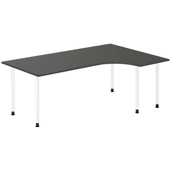 Office skrivebord h&oslash;jrevendt 200x120cm antracit med hvidt stel