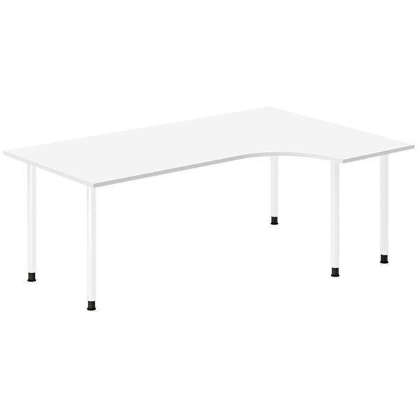 Office skrivebord h&oslash;jrevendt 200x120cm hvid med hvidt stel