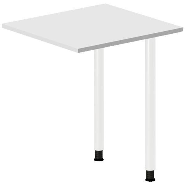 Office skrivebord tilbygning 60x60cm i lys gr&aring; med hvidt stel