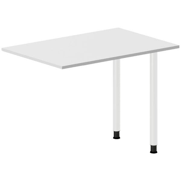 Office skrivebord tilbygning 100x60cm i lys grå med hvidt stel