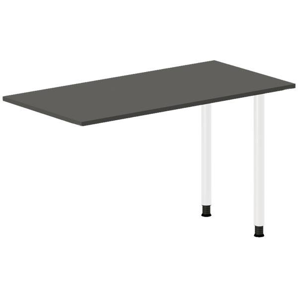 Office skrivebord tilbygning 120x60cm i antracit med hvidt stel