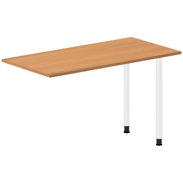 Office skrivebord tilbygning 120x60cm i bøg med hvidt stel