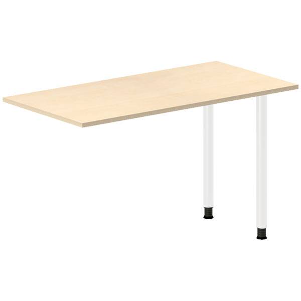 Office skrivebord tilbygning 120x60cm i birk med hvidt stel