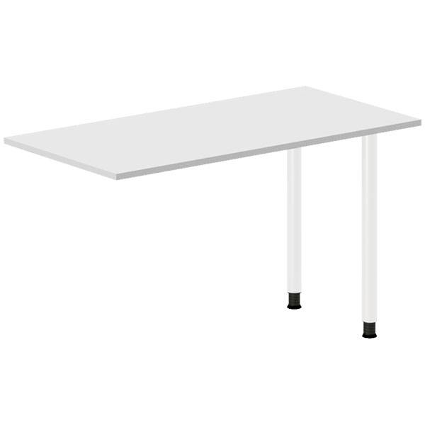 Office skrivebord tilbygning 120x60cm i lys gr&aring; med hvidt stel