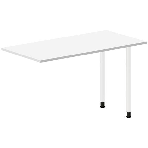 Office skrivebord tilbygning 120x60cm i hvid med hvidt stel
