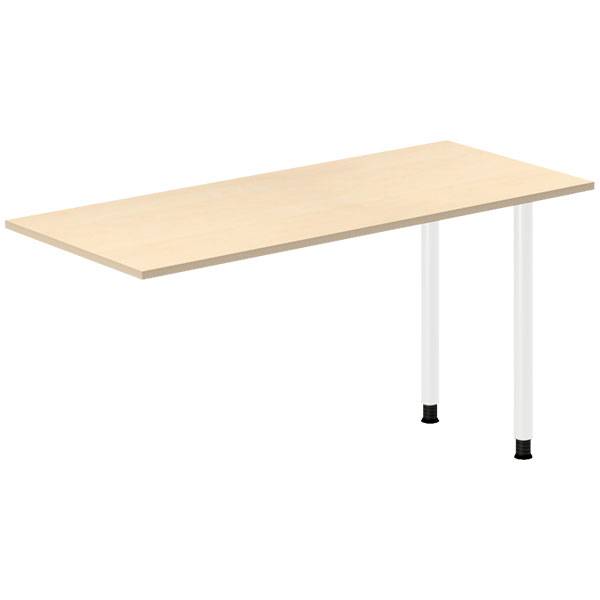 Office skrivebord tilbygning 140x60cm i birk med hvidt stel