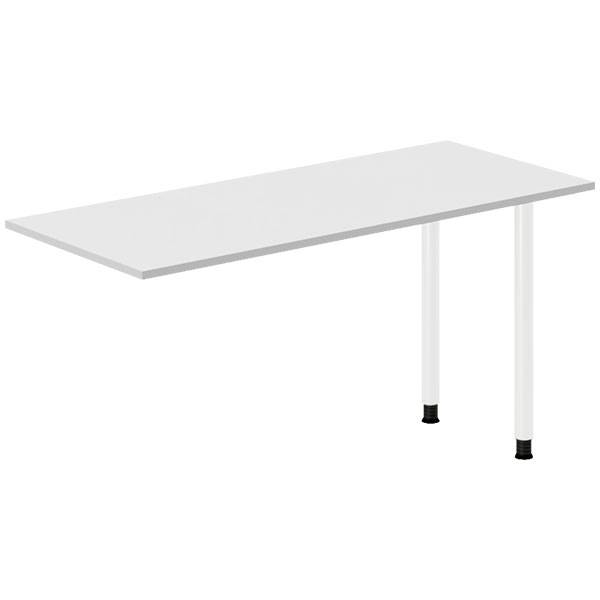 Office skrivebord tilbygning 140x60cm i lys grå med hvidt stel