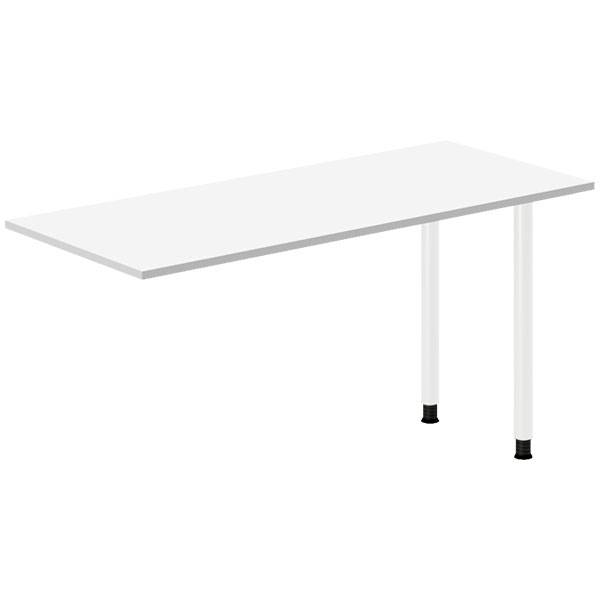 Office skrivebord tilbygning 140x60cm i hvid med hvidt stel