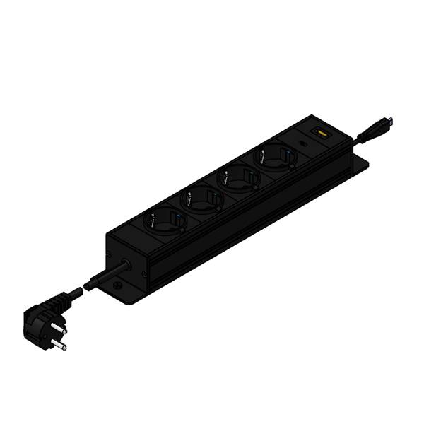 El-panel 6 til Bi-Box str&oslash;mskinne stor 60,5x15cm sort