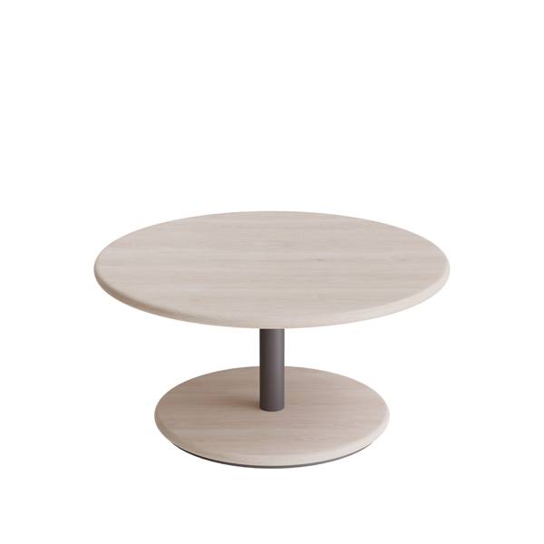 Caf&eacute;bord &Oslash;70cm, h&oslash;jde 35cm hvidpigmenteret ask p&aring; gr&aring;t stel