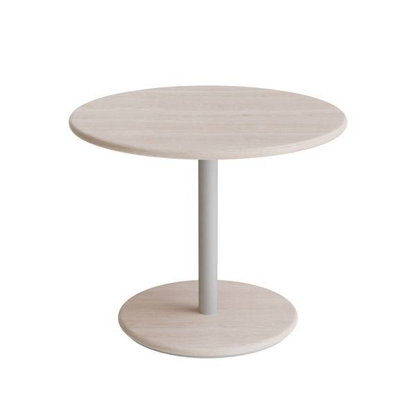 Caf&eacute;bord &Oslash;70cm, h&oslash;jde 57cm hvidpigmenteret ask p&aring; alugr&aring;t stel