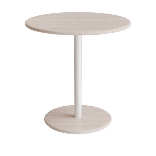 Caf&eacute;bord &Oslash;70cm 72cm h&oslash;j hvidpigmenteret ask hvidt glans stel