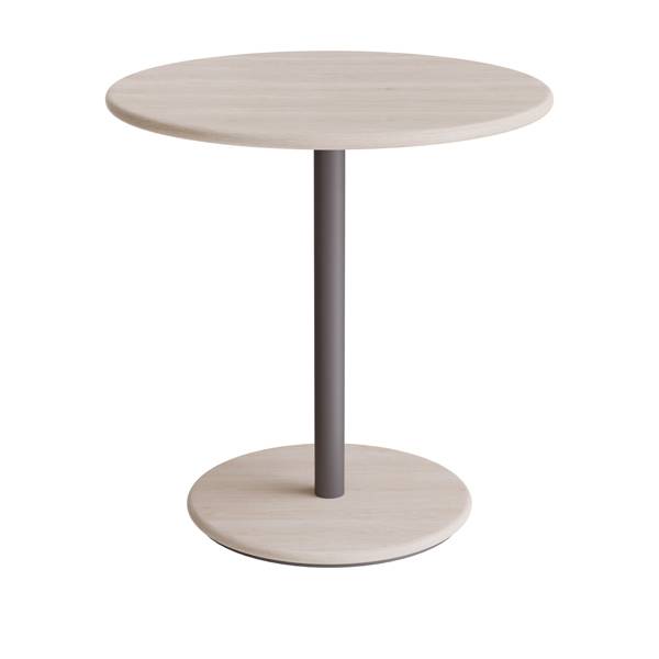 Caf&eacute;bord &Oslash;70cm, h&oslash;jde 72cm hvidpigmenteret ask p&aring; gr&aring;t stel