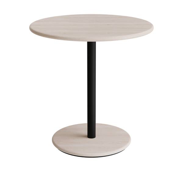 Caf&eacute;bord &Oslash;70cm, h&oslash;jde 72cm hvidpigmenteret ask p&aring; sort stel