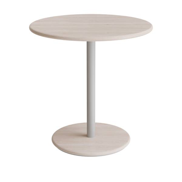 Caf&eacute;bord &Oslash;70cm, h&oslash;jde 72cm hvidpigmenteret ask p&aring; alugr&aring;t stel