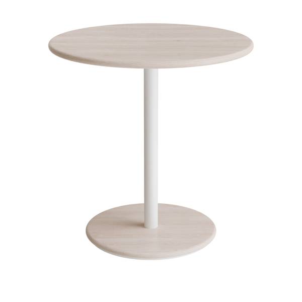 Caf&eacute;bord &Oslash;70cm, h&oslash;jde 72cm hvidpigmenteret ask p&aring; hvidt stel