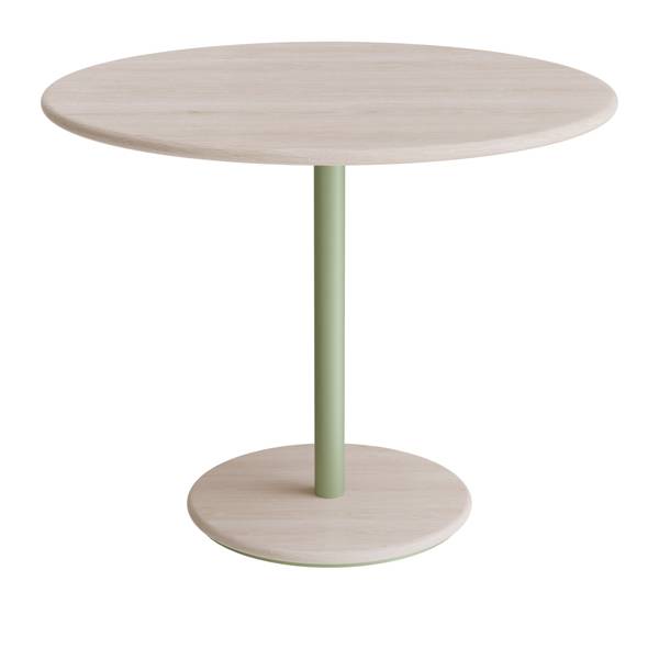 Donut cafebord Ø90cm højde 72cm hvidpigmenteret ask, grønt stel