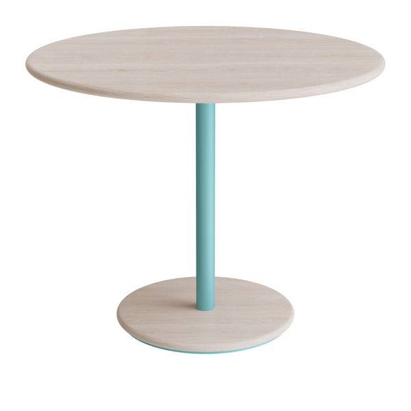 Donut cafebord &Oslash;90cm h&oslash;jde 72cm hvidpigmenteret ask, turkis stel