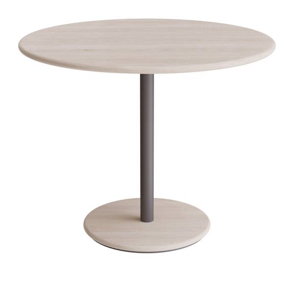 Donut cafebord Ø90cm højde 72cm hvidpigmenteret ask, gråt stel