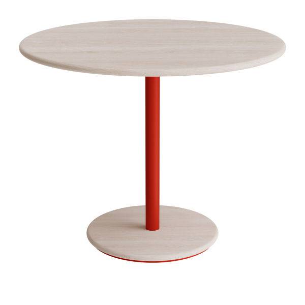 Donut cafebord &Oslash;90cm h&oslash;jde 72cm hvidpigmenteret ask, r&oslash;dt stel