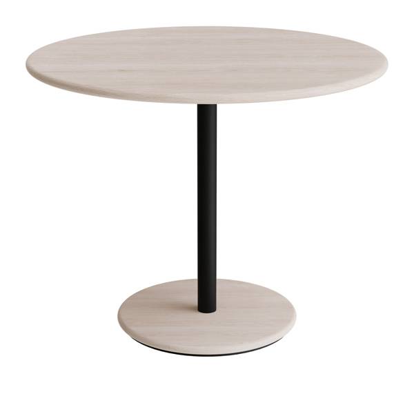 Donut cafebord Ø90cm højde 72cm hvidpigmenteret ask, sort stel