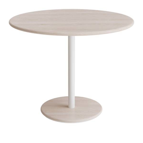 Donut cafebord Ø90cm højde 72cm hvidpigmenteret ask, hvidt stel