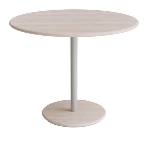 Donut cafebord Ø90cm højde 72cm hvidpigmenteret ask, alugråt stel