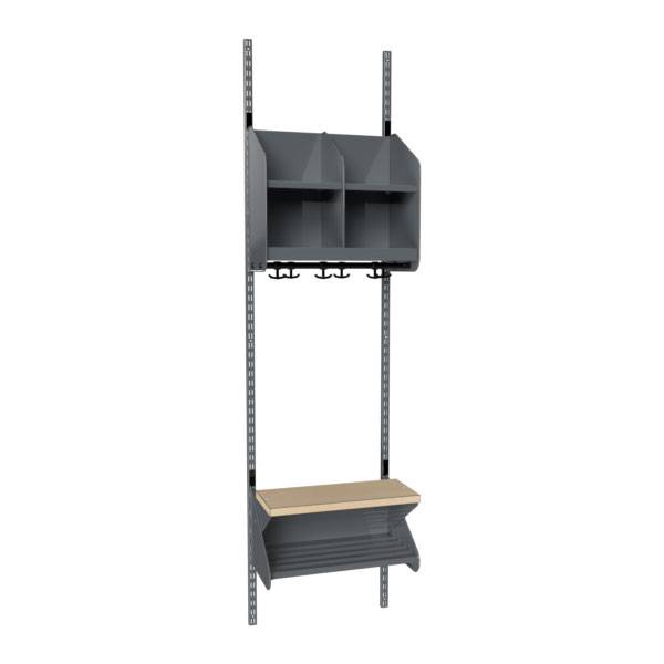 BST garderobe startsektion model D med 2 pladser 500mm mørk grå