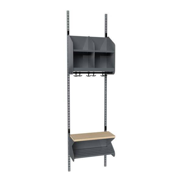 BST garderobe startsektion model D med 2 pladser 500mm m&oslash;rk gr&aring;