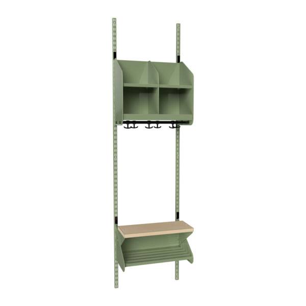 BST garderobe startsektion model D med 2 pladser 500mm grøn