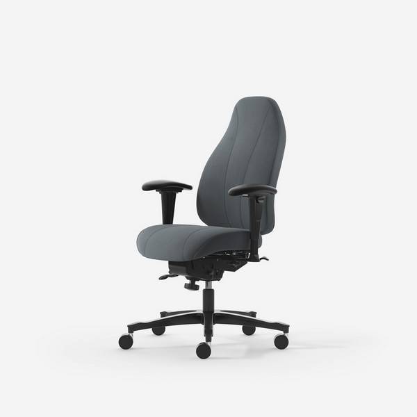 Kontorstol Malmstolen Classic 4000, h&oslash;j ryg med arml&aelig;n, gr&aring;