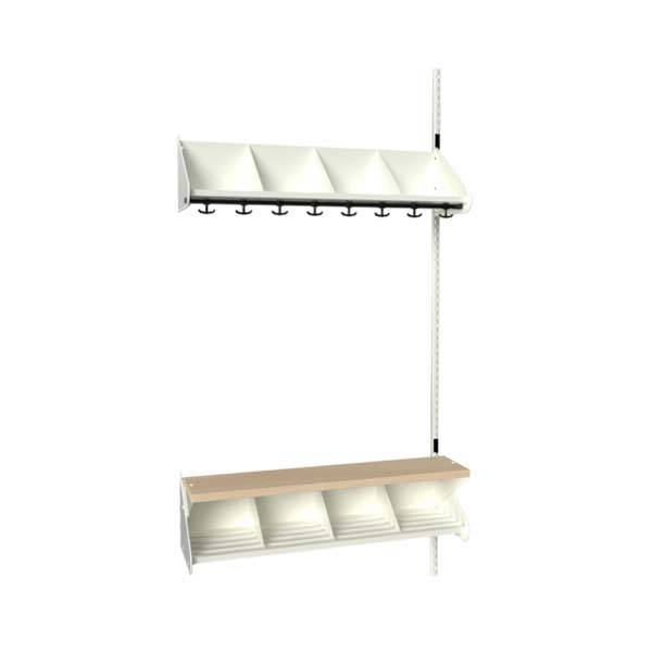 BST garderobe påbygningssektion model G med 4 pladser 1000mm hvid