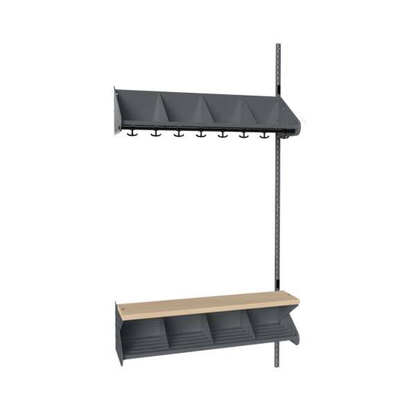 BST garderobe p&aring;bygningssektion model G med 4 pladser 1000mm m&oslash;rk gr&aring;