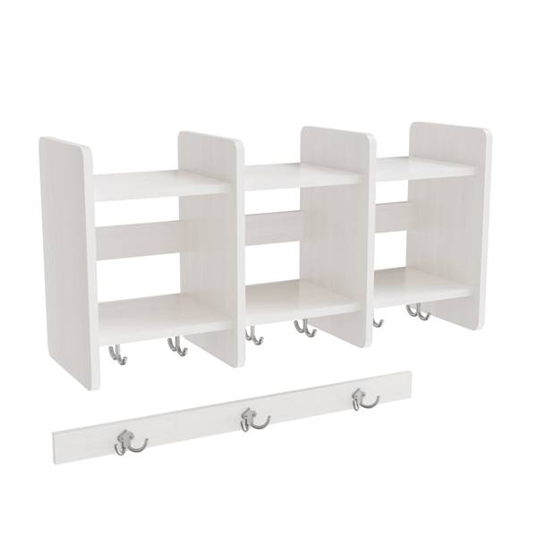 Eira Light overhylde i birk hvidpigmenteret finér med 3 rum, rumbredde 25cm