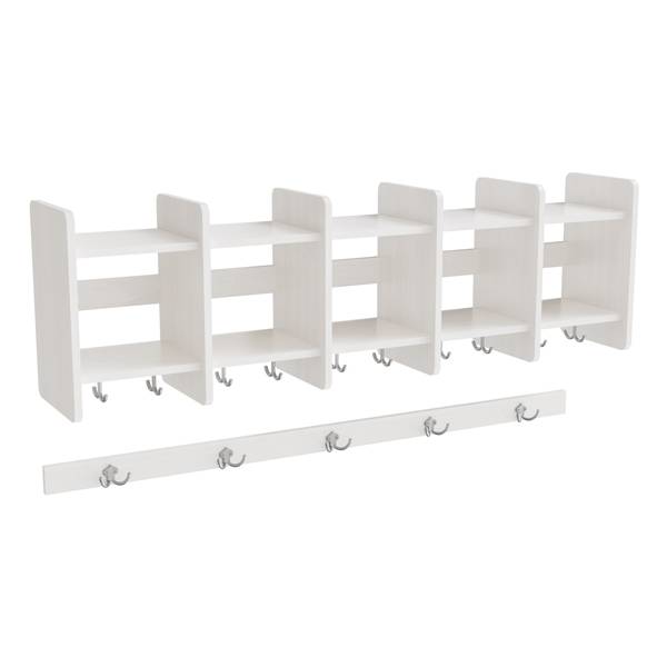 Eira Light overhylde i birk hvidpigmenteret fin&eacute;r med 5 rum, rumbredde 22cm