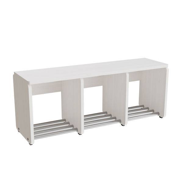 Eira Light skohylde i birk hvidpigmenteret fin&eacute;r med 3 rum, rumbredde 25cm